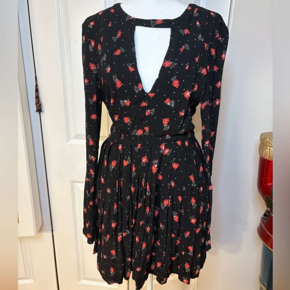 Free People Black and Red Long Sleeve Dress